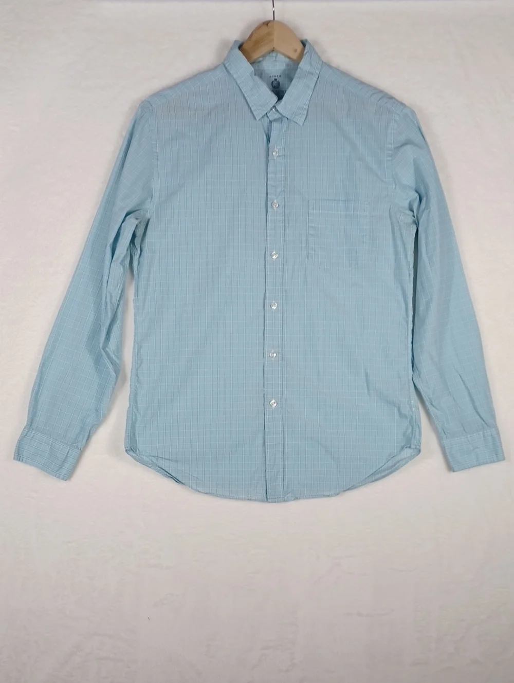 J. Crew Mens Light Weight Cotton Blue Plaid Long-Sleeve Button-Up Shirt Medium